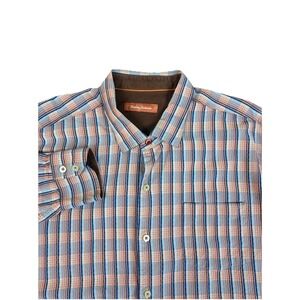 Tommy Bahama Mens Long Sleeve Button Down 100%Silk Orange Plaid Shirt XXL TTG